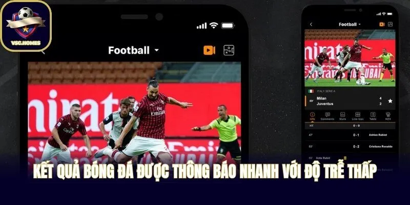 Kết quả bóng đá được thông báo nhanh với độ trễ thấp