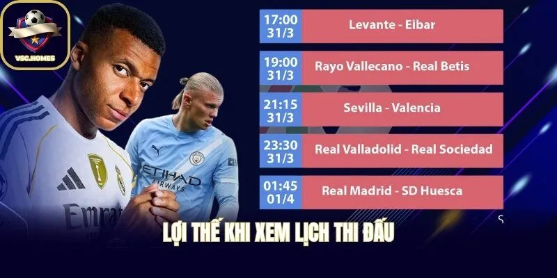 Lợi thế khi xem lịch thi đấu