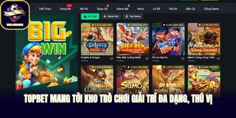 TOPBET mang tới kho trò chơi giải trí đa dạng, thú vị