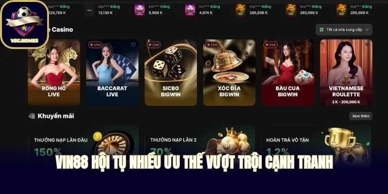 VIN88 hội tụ nhiều ưu thế vượt trội cạnh tranh