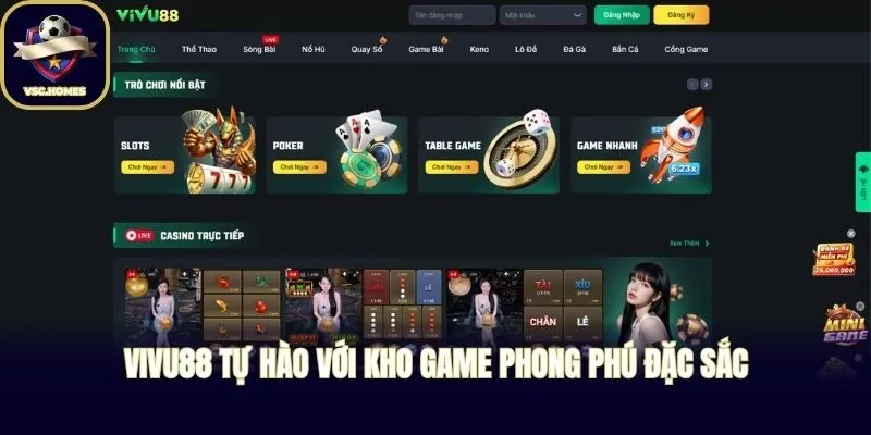 VIVU88 tự hào với kho game phong phú đặc sắc
